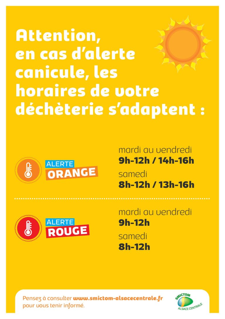 SMICTOM : horaire déchetterie en cas de canicule • Commune de ...